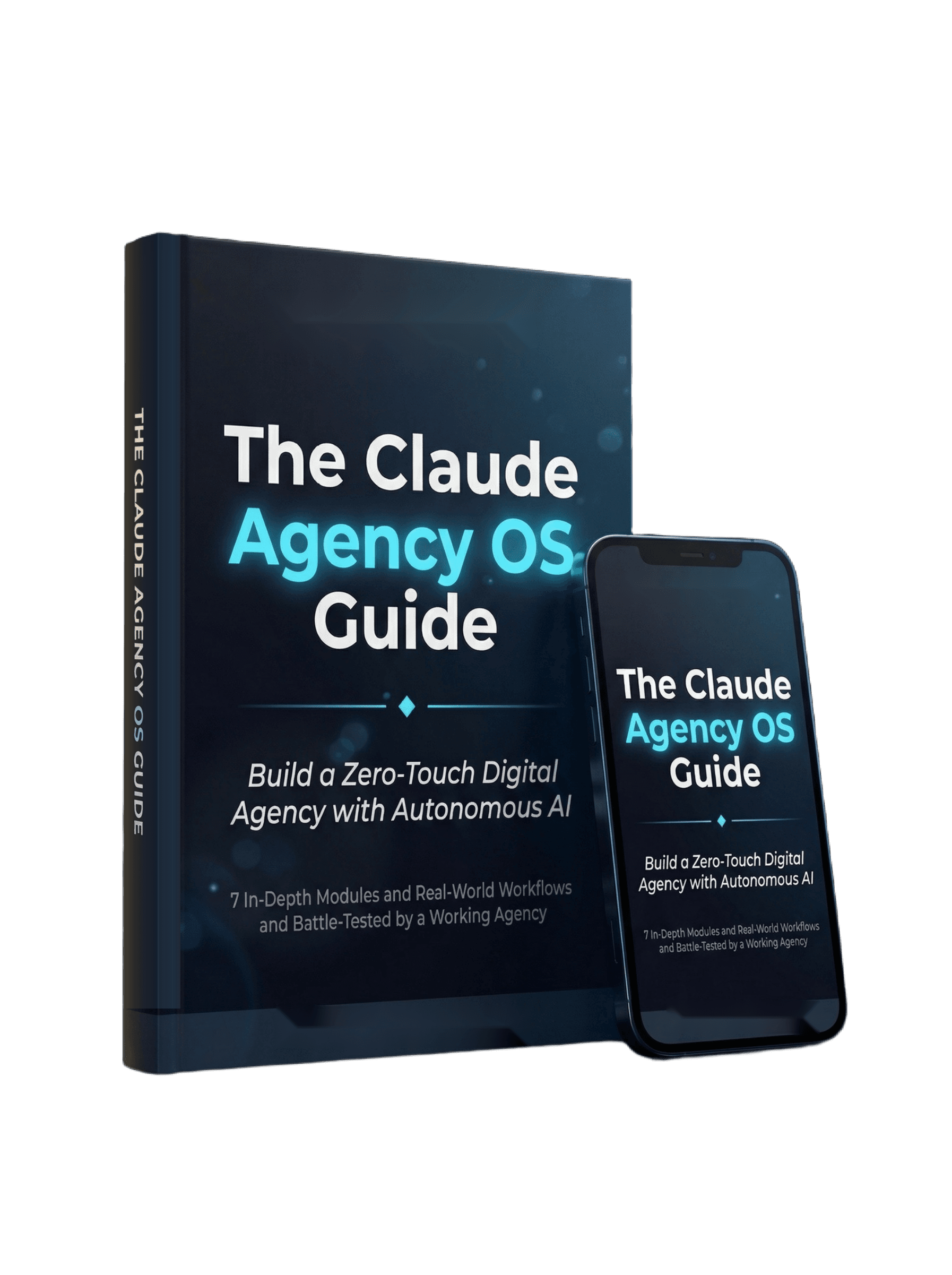 The Claude Agency OS Guide — book and mobile mockup